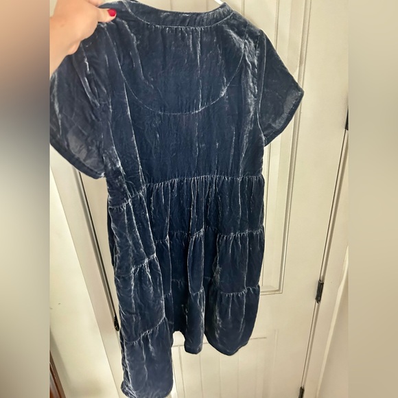 Anthro Maeve Harper Velvet Tunic Dress Blue Size Medium - Picture 3 of 11
